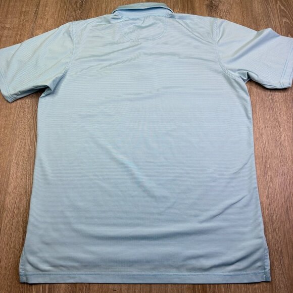 F&G Tech Mens Blue White Striped Masters Performance Golf Polo Shirt Size Large - Picture 2 of 13